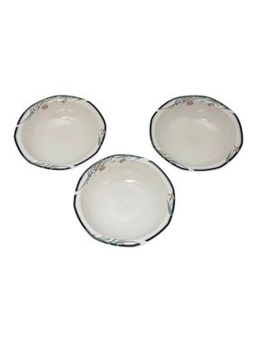 Royal Doulton Juno Cereal Bowls‎ 9 in Lot 3 Floral Iris Octagon Porcelain 1988